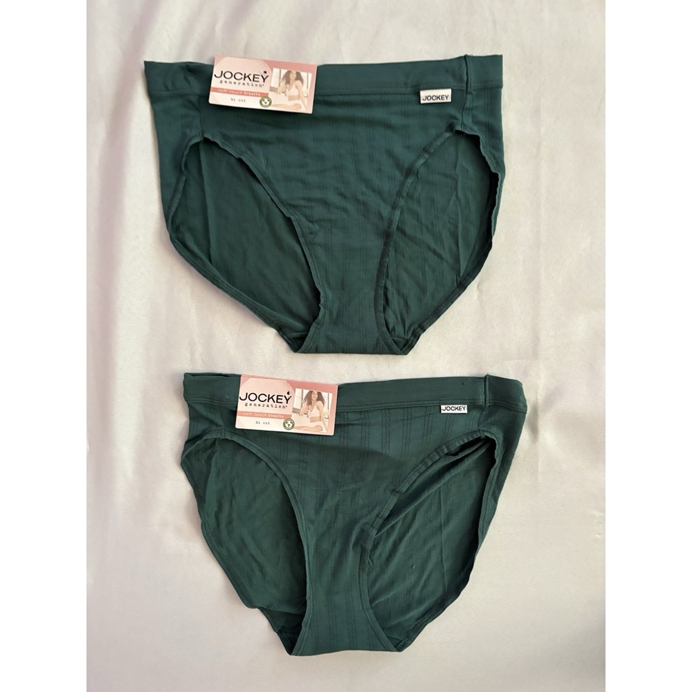NEW Jockey Soft Touch Breathe Hi Cut Panties Women's Size Medium 2 Pair Green